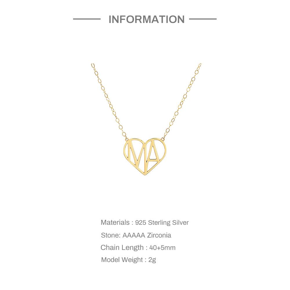 S925 Sterling Silver Style, Heart-Shaped Letter Necklace, Mother'S Day Gift, Temperament Women'S Collarbone Necklace.