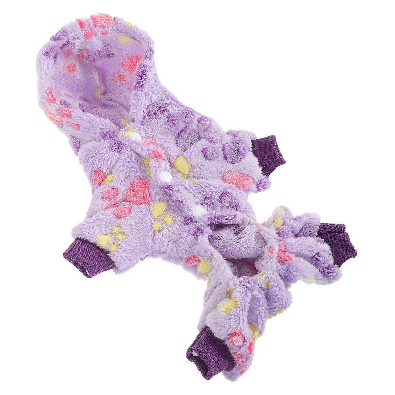 Cute Flannel Puppy Clothes Winter Insulated Outfit For Dogs Back Length 24cm 4Pcs