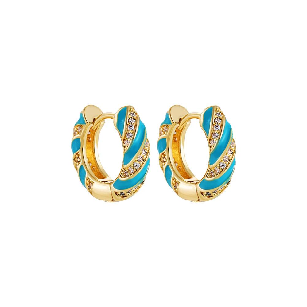 Vintage Multicolor Enamel Flower Round Hoop Earrings Boho Gold Color Circle Round Earrings Statement Jewelry Gifts for Women