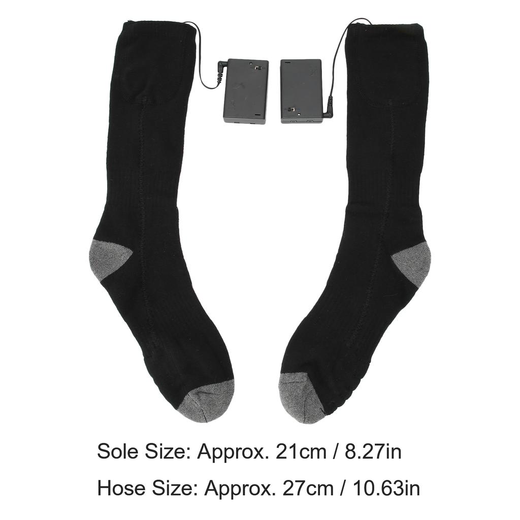 Electric Heated Socks Thicken Cotton Washable OneSide Heating Winter Thermal Socks Black