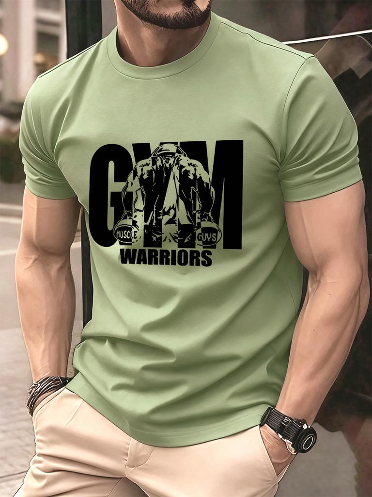 Gym Warriors Muscle Guys Printing Mens TShirt Cotton Summer Soft Tops Oversized ONeck Short Sleeve T Shirt Casual Male Clothes
