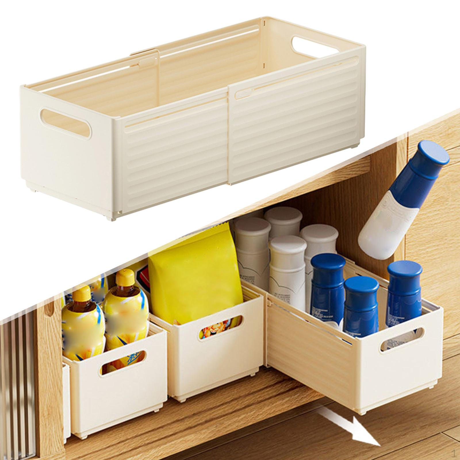 

Регулируемый ящик-органайзер, разделители, настольный ящик для хранения, кухонный ящик Cream_28x20x15cm