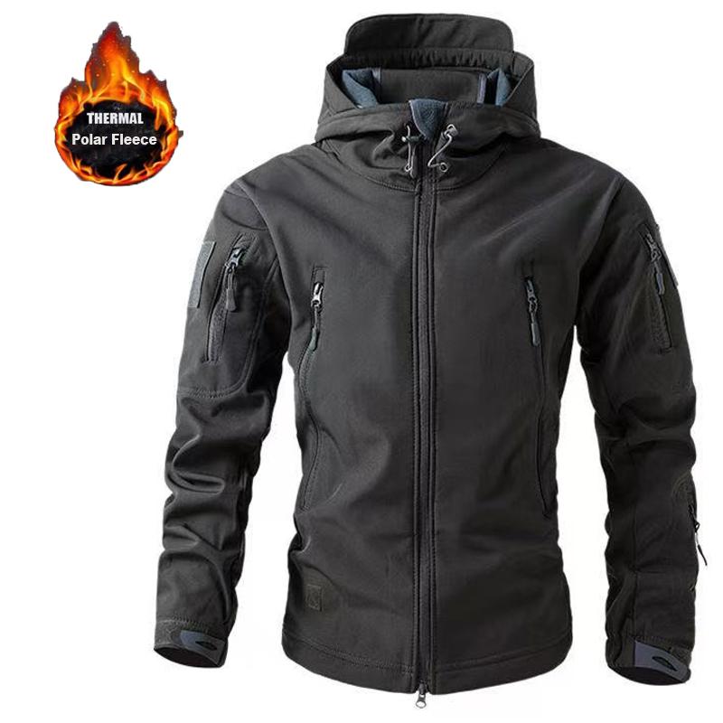 Men's Winter Fleece Outdoor Jackets Camping Hiking Trekking Fishing Climbing Cargo Hoodie Coat