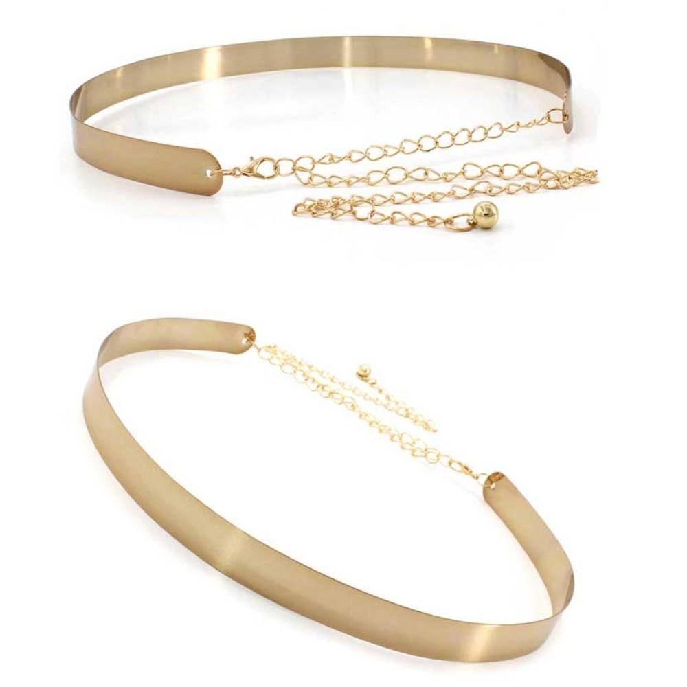 Adjustable Metal Designer Belt Fashion Dress Bling Waistband New Gold Silver Mirror Waistband