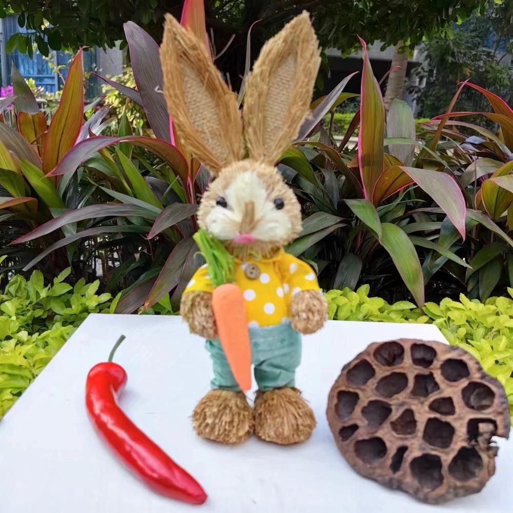 High-25cm Straw Rabbits DIY Landscape Rabbit Statue New Garden Statues  Home