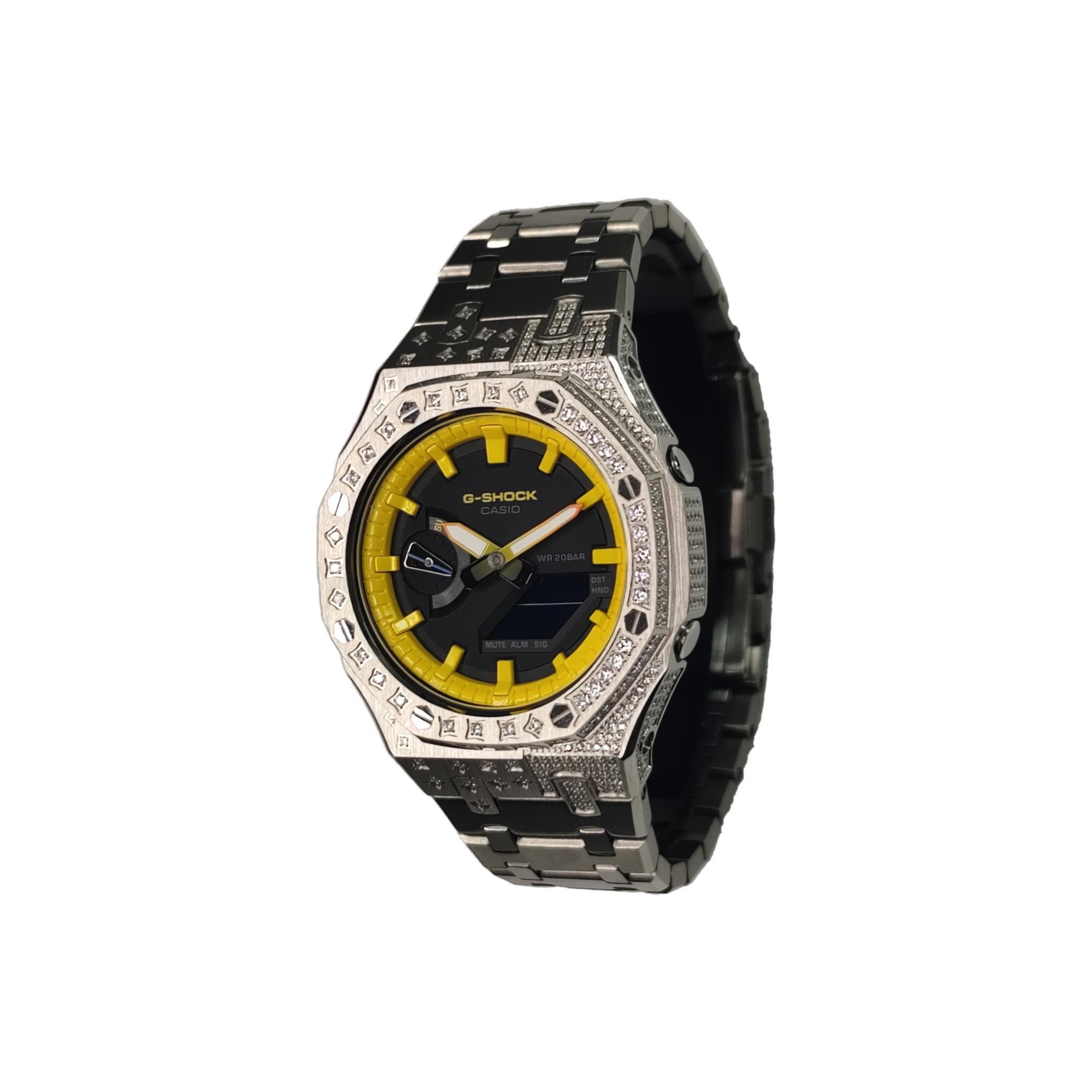 

CASIO Men Liquid Crystal,Analog Dual Display Series White Watch GA-2100FR-3A(Watch3--) Regular Watch Box