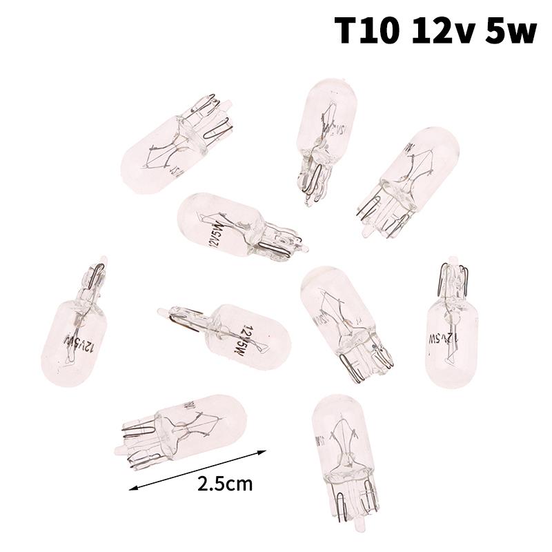 10Pcs 24V 1.2W T5 /12V 5W T10 Glass Light Bulb Dashboard Instrument Panel Brake Light Bulbs Headlights Lamp Lights Car Lights