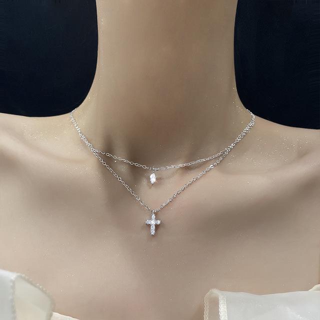 ANENJERY Pandantive cu cruce de modă, dropshipping, de culoare auriu, argint, colier cu pandantiv cu cruce de Isus, bijuterii pentru bărbați/femei, comerț cu ridicata