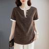 Contrast Color Casual Short-sleeved T-shirt for Women Summer New Style Western Style Shirt Large Size Loose Top