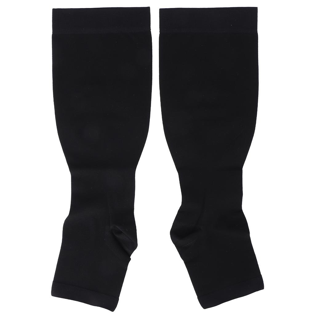 Kompressionsstrümpfe Atmungsaktiv Rutschfest Elastisch Offene Zehenstrümpfe für Damen SchwarzXL