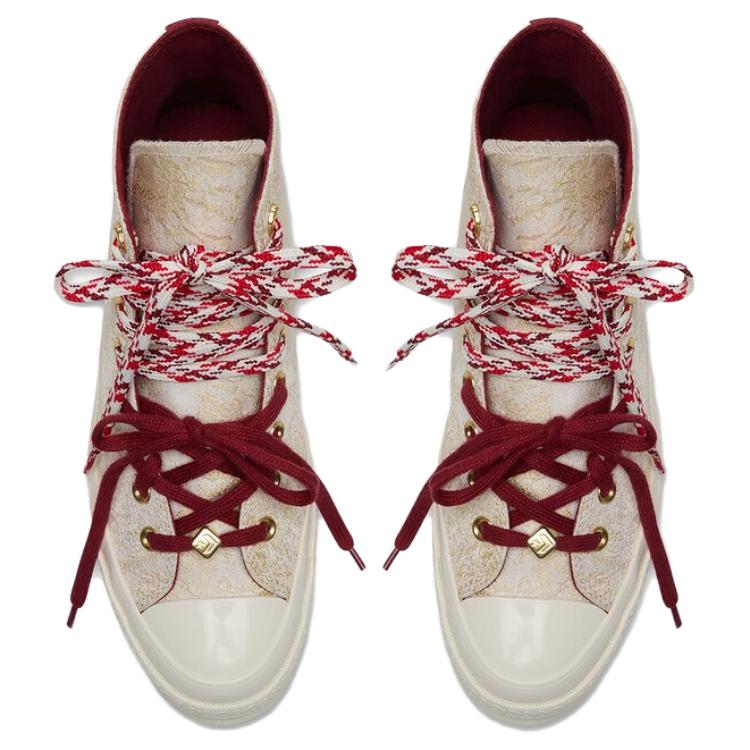 Converse Chuck Taylor All Star Cny Jahr des Pferdes Limited Edition Vielseitig Bequem High-Top Canvas Schuhe Unisex Sneaker Beige A19072C