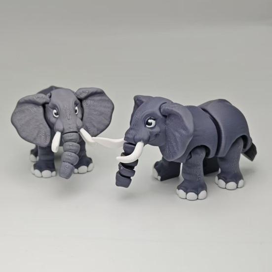 3D Printed Elephant Figurine Movable Joints Simulated Elephant Stress Relief Animal Fidget Toy Home Office Desktop Decoration Ornament