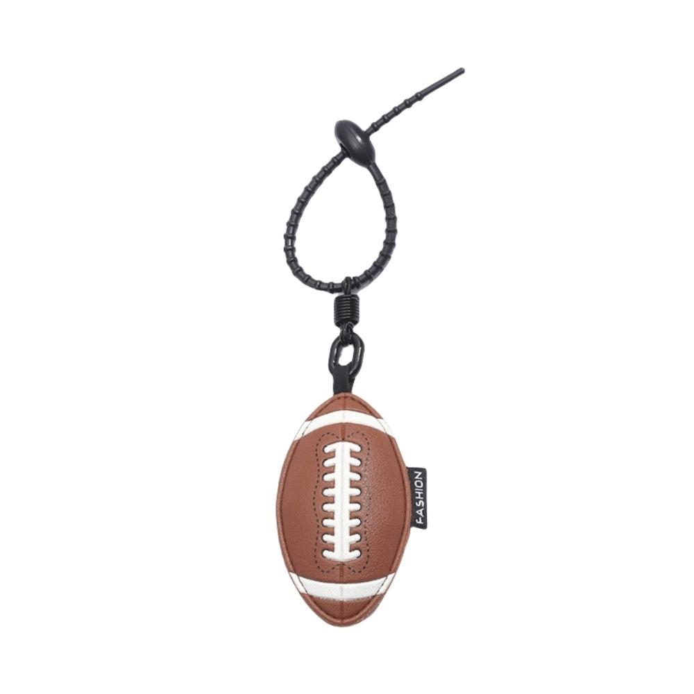 Cartoon 3D Rugby Football Pendant Volleyball Car Key Ring Personality Ball Leather Keychain  Gift