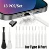 Handy-Ladeanschluss Staubschutzstopfen mit Reinigungsbürste für iPhone 11 11 11 16 17 Pro Max Samsung Xiaomi Typ C Reiniger-Set