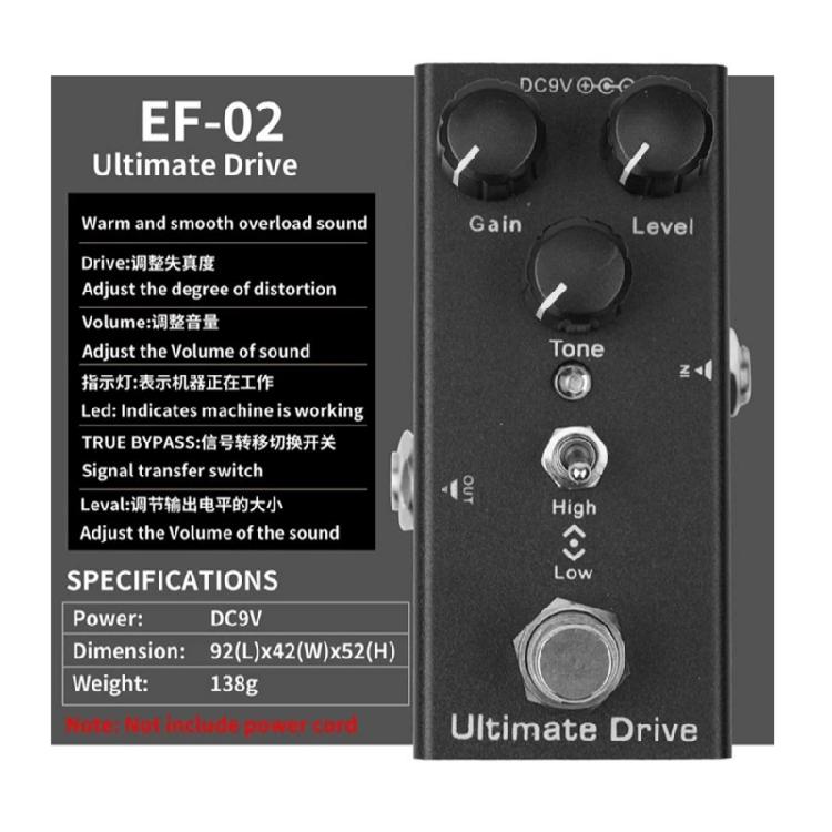 Electric Guitar Effects Pedal Single Type 9V Guitar Vintage Overdrive Effects Pedal for Stage Live Studio Easy to Use