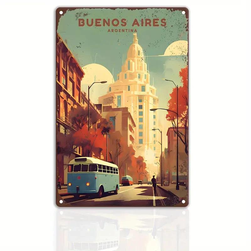 Vintage Metal Sign Travel Round The World FRANCISCO,LOUVR,MILAN,Poster,Home,Bar,Room,Hotel,Cafe,Club Retro Wall Decor Plate Gift