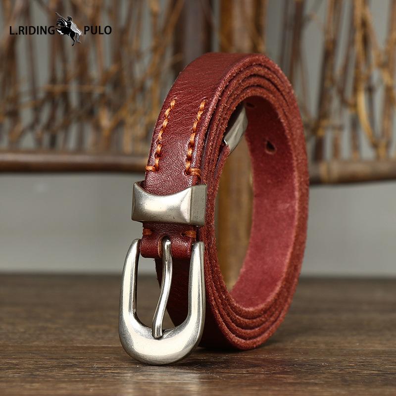 Genuine Leather Belt for Women with Pin Buckle Korean Style Trendy All-match Personality Retro Pure Cowhide Pants Belt Waist Belt