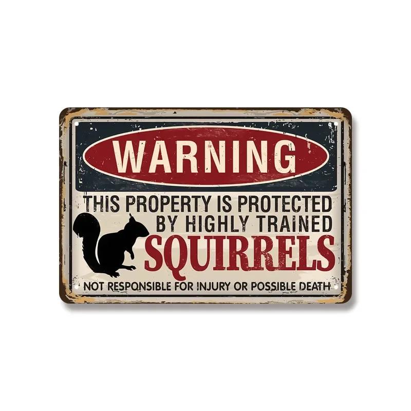 Vintage Warning Dog Metal Tin Sign for American Creative Sheet Painting Animal Wall Decoration Made of Old Iron Signs 8x12 inch