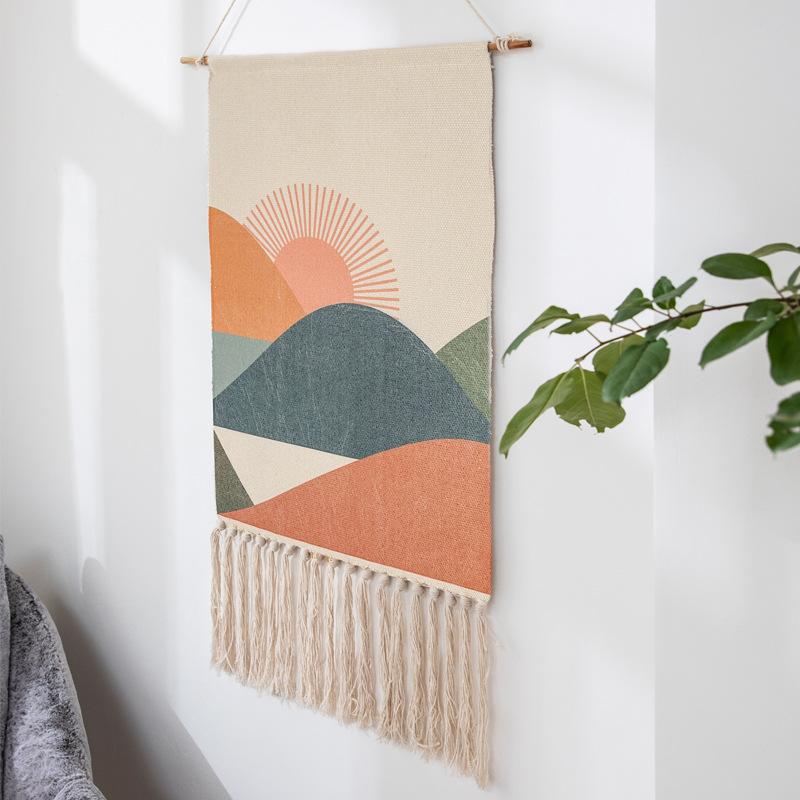 Indian Hand-woven Homestay Fringed Tapestry Decoration Nordic Meter Box Hanging Fabric Background Cloth Bedroom Hanging Cloth