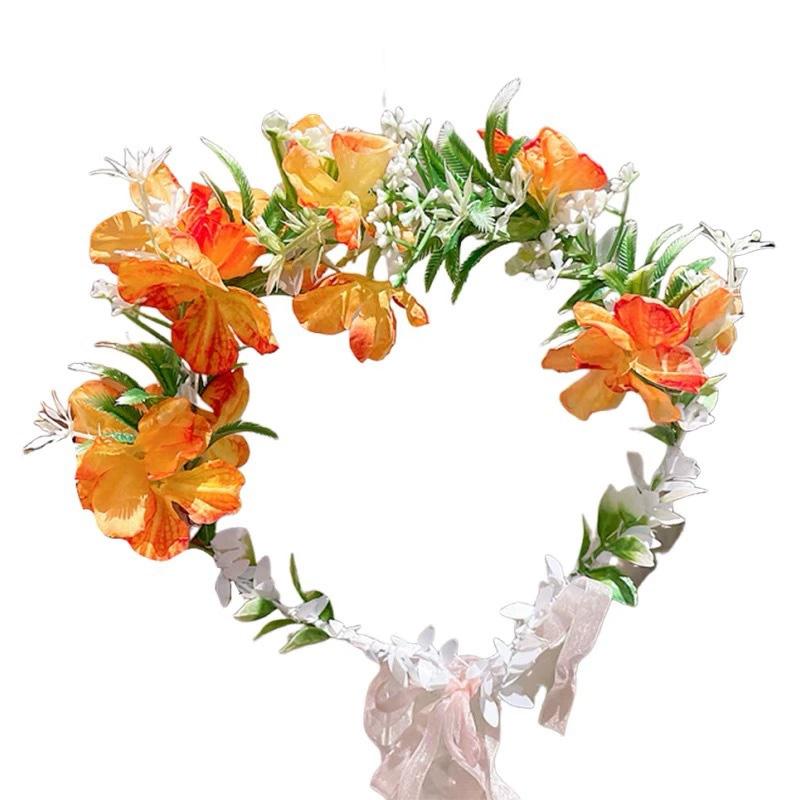 1PC Fairy Wreath Photography Props Headdress Bohemian Style Ribbon Headband Forest Series Headpiece Floral Wreath
