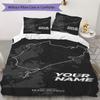 Benutzerdefinierter Name Nürburgring Muster Bettwäsche Quilt Set Quilt Bezug Kissenbezug Heimdekoration Geburtstagsgeschenk (1*Bettbezug+2*Kissenbezug ohne Füllung)