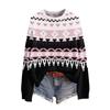 Women's Soft Printed Neck Long Sleeve Sweater for Fall and Winter