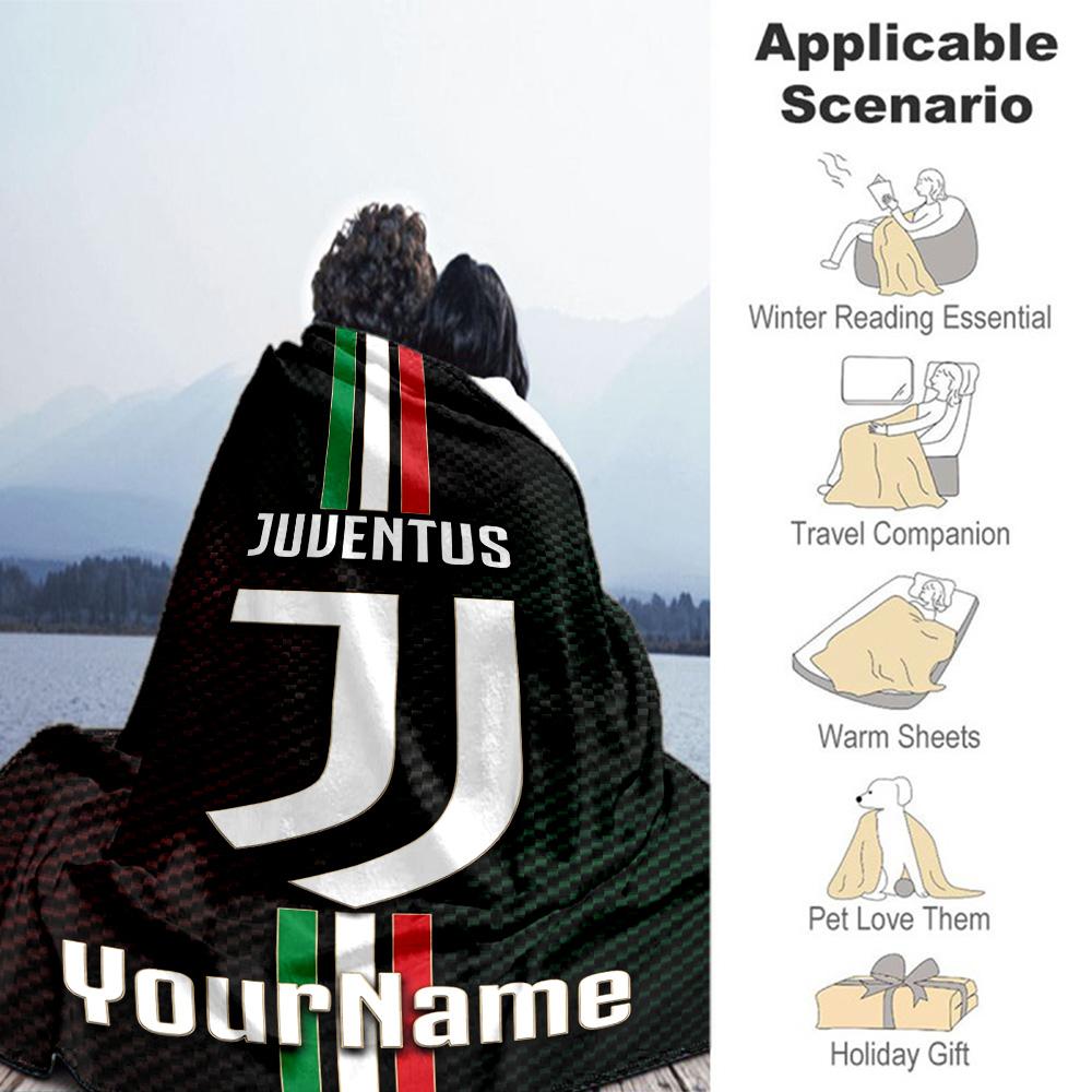 Juventus Customize Text Blanket Throw Customizable Blanket Warmthful Decor Suitable for Sofa Livingroom Picnics Couch for All Occasions