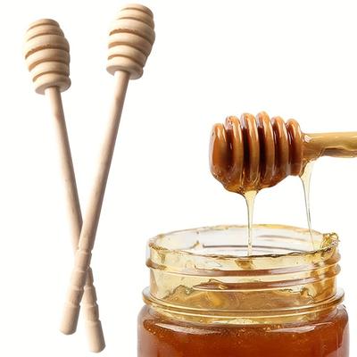 1 pz Premium Wooden Honey Stirrer - Utensile essenziale per barattoli di miele - Manico lungo, pratico, antiaderente, facile da pulire,