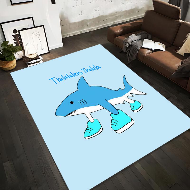 

Funny Shark Wearing Sneakers Cartoon Pattern with Tralalalero Tralala Text Suitable for use as an anti-slip1 for1room and bedroom sofas 40x60cm( 15x23in )