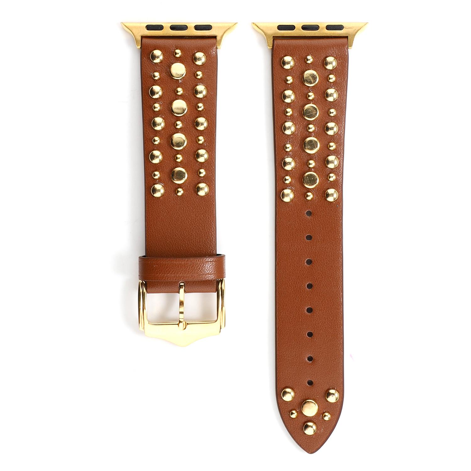 

Studs Leather Watch Bands Sport Wristband Rivet Wristband Replacement Bracelet for Apple Watch Series 7/6/5/4/3 SE 38/40/42/44mm For 44mm