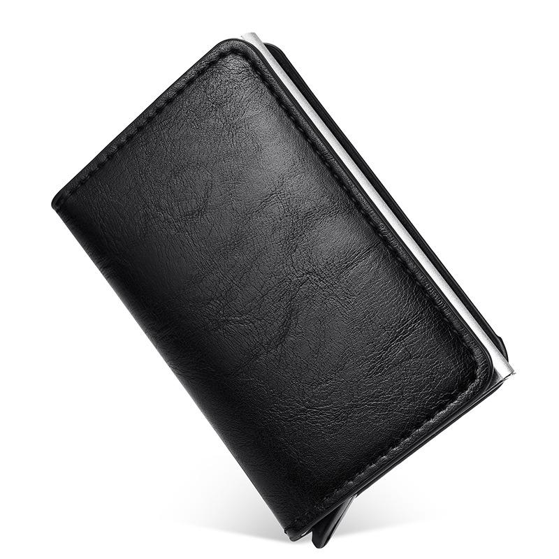 RFID anti-theft brush aluminum box card bag carbon fiber pattern credit card box automatic pop-up card bag multi-card position wallet