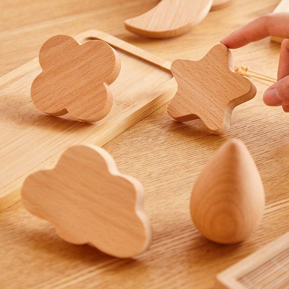 Clouds Wooden Door Handles Stars Animal Wooden Hooks Room Decor Cupboard Wardrobe Pulls  Household