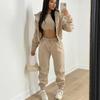 Womens 2026 Warm Fleece-Lined Hooded Sweatshirt Set 3-Piece Casual Streetwear Outfit In Pink Orange Gray Black Brown Khaki
