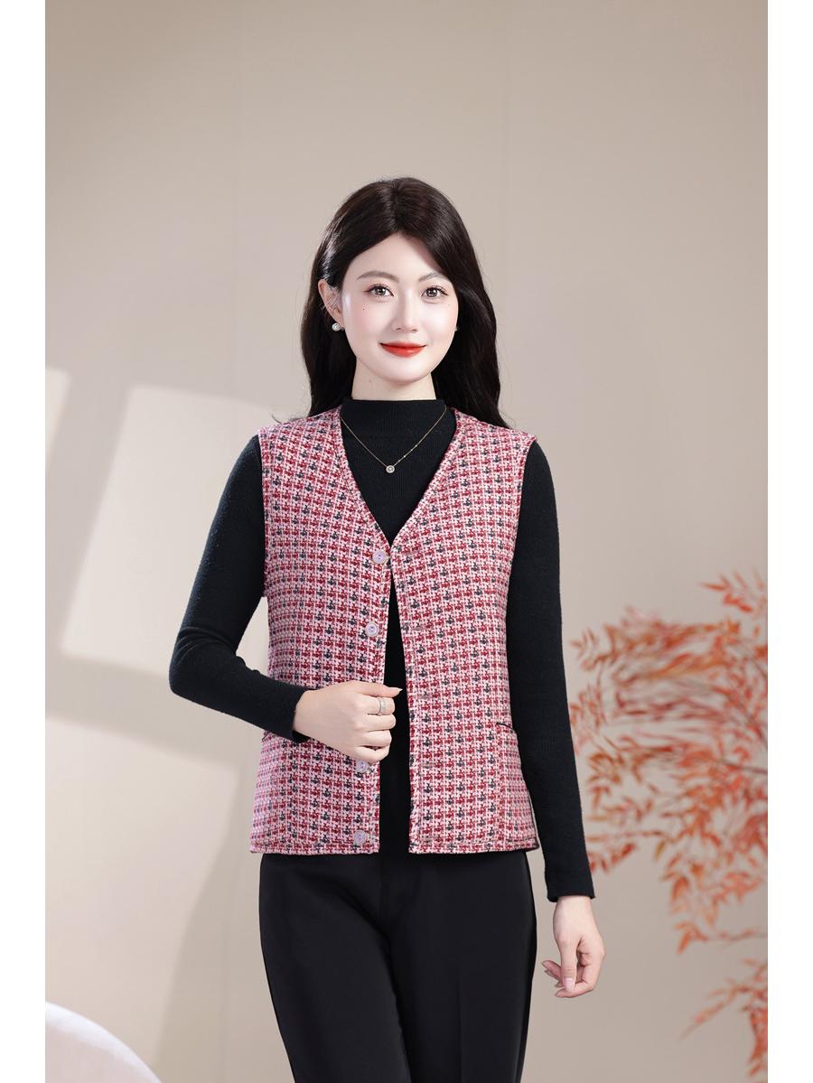 

Женский теплый приталенный жилет и шаль для осени и зимы - для среднего и пожилого возраста XXXL арбуз красный