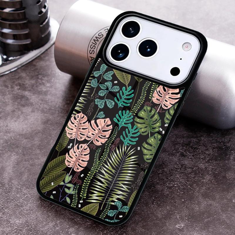 Monstera Flower Tropical Green Leaves print Phone Case for iPhone 17 16 15 Pro Max Air 14 13 12 11 Plus Shockproof Capa Cover