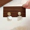 Silver Needle Cat's Eye Stone Shell Stud Earrings: Summer Seaside Style Fashionable High-End Women's Jewelry.