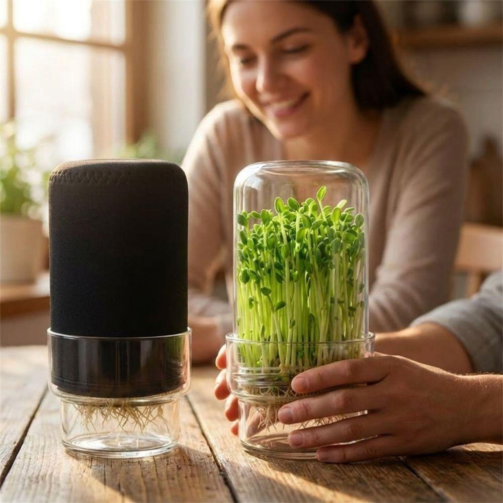 Clear Glass Mason Jar Sprouting Lid Kit Blackout Sleeves Health Vegetables Glass Sprout Growing Set Dual-layer Drainage
