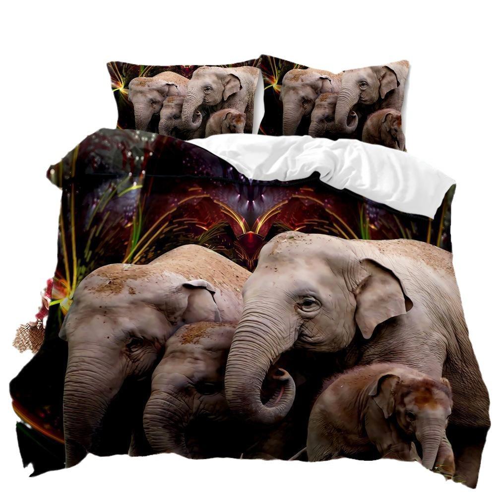 Bedding Three-Piece Custom Digital Printing Home Textile Elephant Quilt Cover Bed Sheet Source