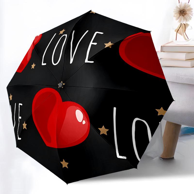 1pc Love Hearts Open/Close Folding Umbrella, All- Portable Umbrella for & Men, Stylish Accessory (Holiday Gift) 8-Rib Yy251213164