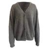 Women Knitting Coat V-Neck Long Sleeve Solid Color Single Breasted Sweater Coat Loose Fit Stretchy Outwear