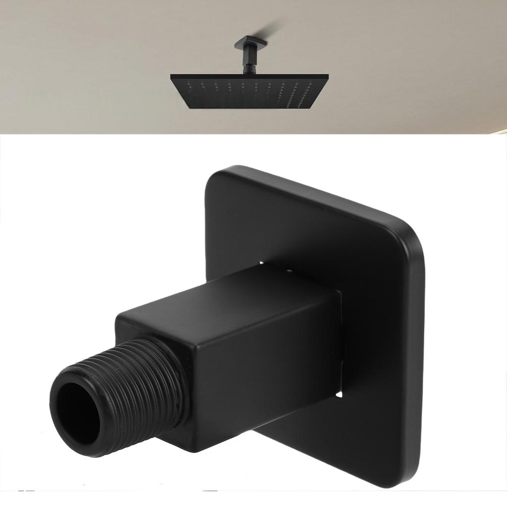 Straight Shower Arm 8.5cm Black Stainless Steel Ceiling Mount Shower Extender for Shower Head
