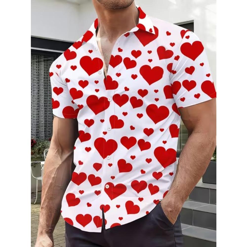 

Men s Retro Fashion Pattern 3D Print Shirt Button Up Shirt Casual Shirt Summer Shirt Short Sleeve Daily Vacation Clothing 8XL червоний