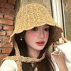 Korean Version Spring And Summer Japanese Hollow Knitted Fisherman'S Hat Children Show Small Face Straps Sunshade Sunscreen Basin Hat
