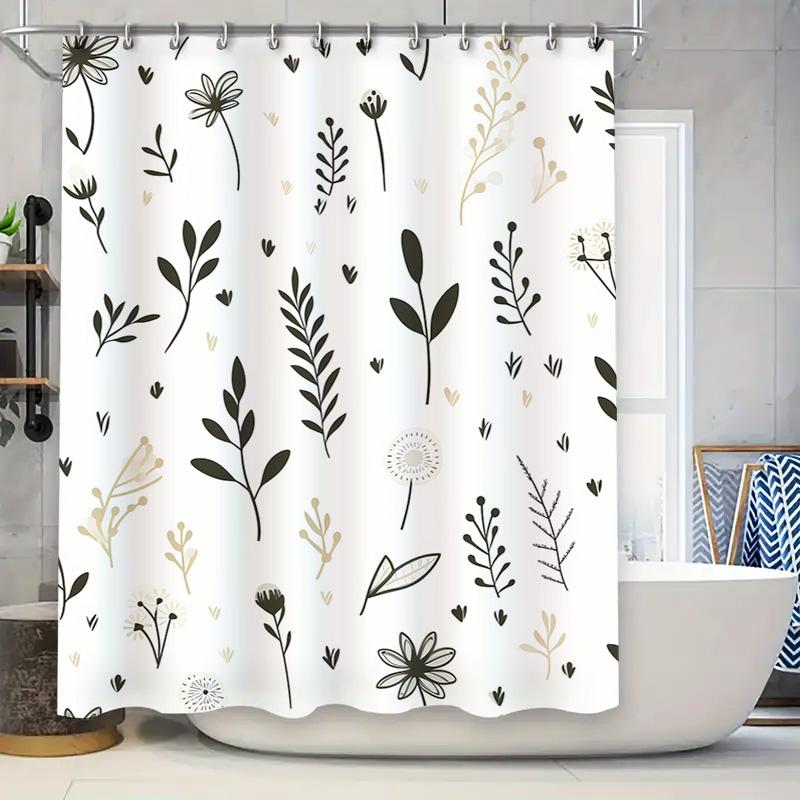

Modern Black White Leaf Shower Curtain Bathroom Decor Waterproof Fabric Shower curtain Set for Bathtub Home Decoration B2108-Bla 90x180cm