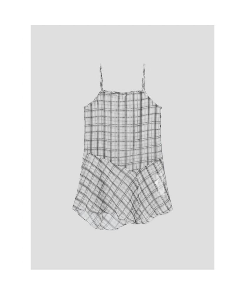 8SECONDS Check Print Mini Dress Ash