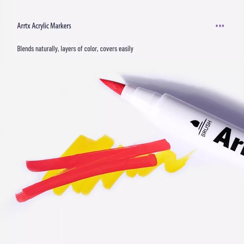 Arrtx Ataishi Akrylový marker s měkkým hrotem, Jeden kus, Absolutní fialová, Styl A/B, 30 barev, Voděodolný, Rychleschnoucí, Krycí.