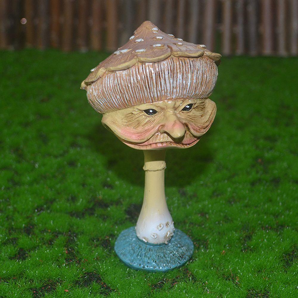 Neue Cartoon Oma Menschliches Gesicht Pilz Skulptur Harz Kreative Gartenstatue Handwerk Rasendekoration Figur Ornamente