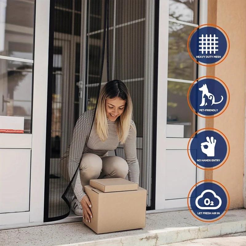 Magnetic Screen Door Curtain Mosquito and Insect-Proof Mesh Door Curtain Magnetic Sealing Device for Window and Door Screens