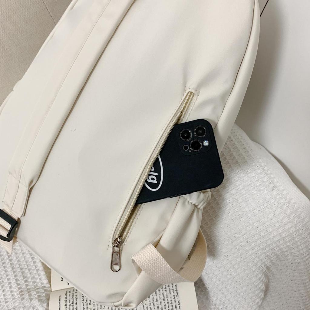 Korean Style Large Capacity Backpack for Students, Simple and Fashionable, Plain Color Schoolbag