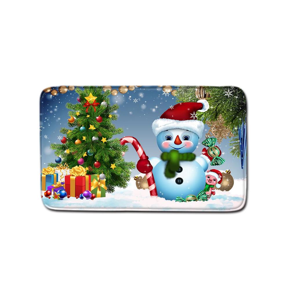 Christmas Waterproof Shower Curtain Four-Piece Floor Mat Combination Bathroom Water-Absorbing Non-Slip Carpet Door Mat Foot Mat